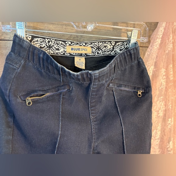 Blue Spice Dark Blue Jeggings Size 3 Faux Zip Pockets Stretch Denim - Picture 4 of 6